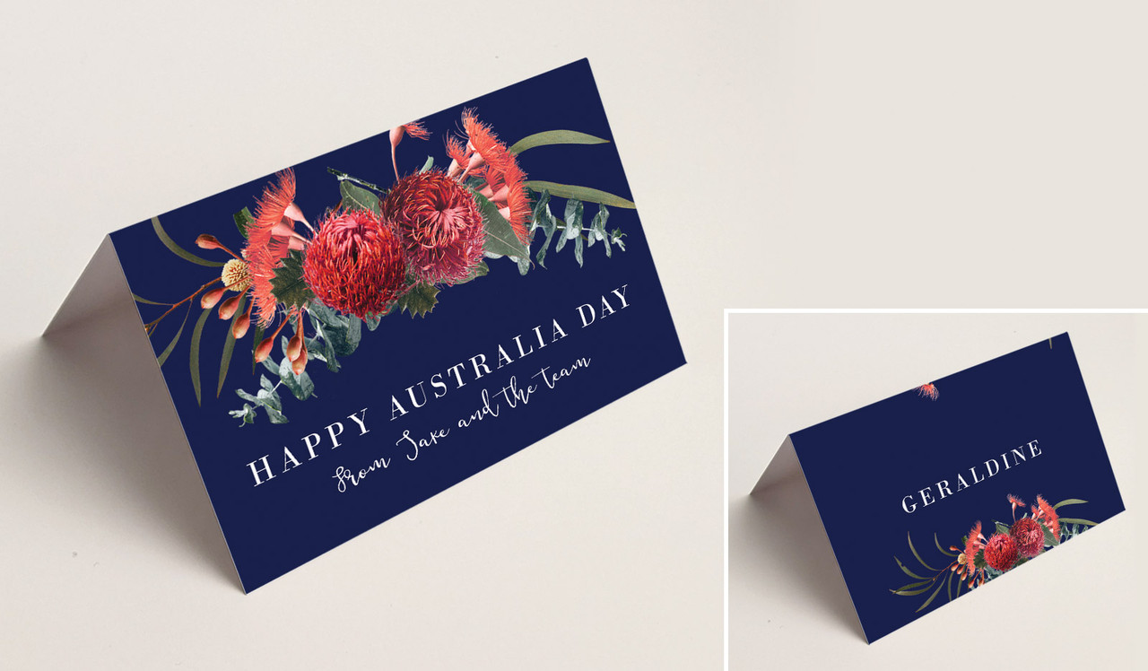 Native Flowers Australia Day Place Cards With Guest Names