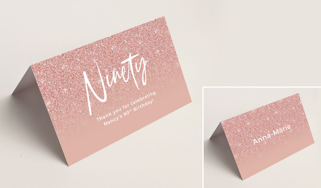90th Birthday Place Cards With Guest Names