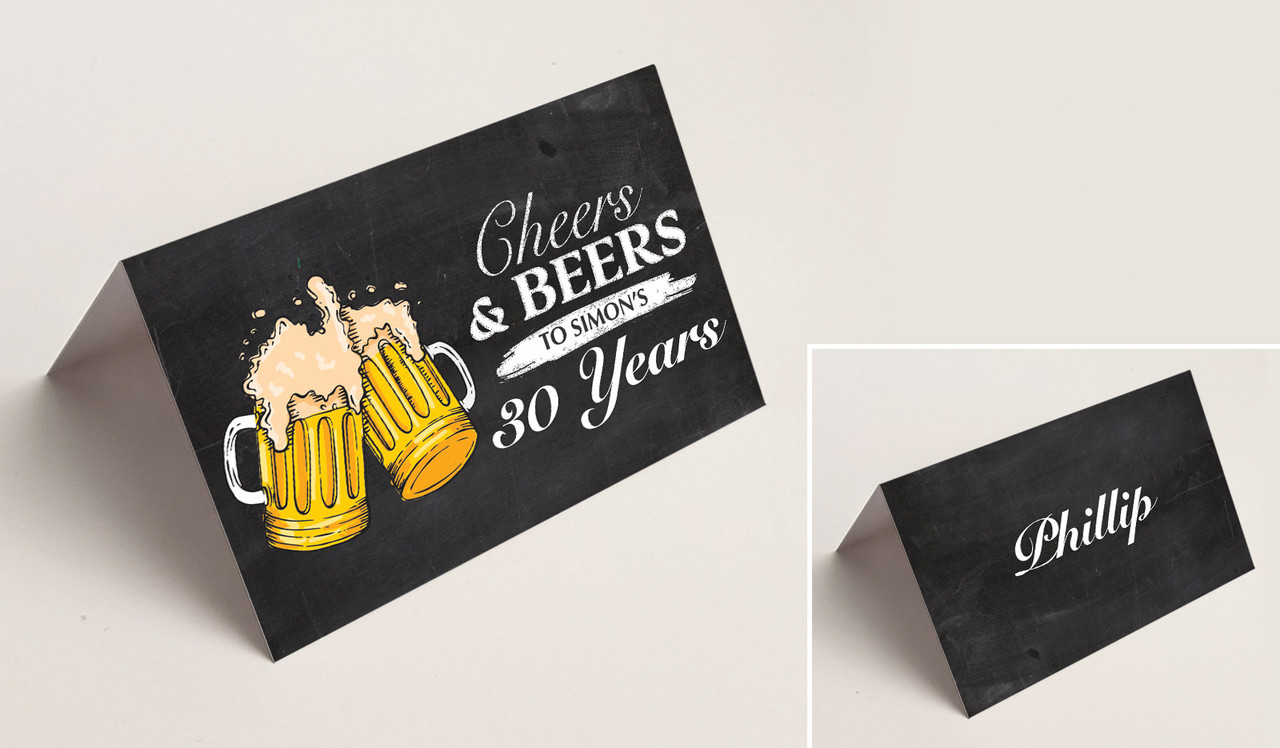 Cheers And Beers Place Cards With Guest Names