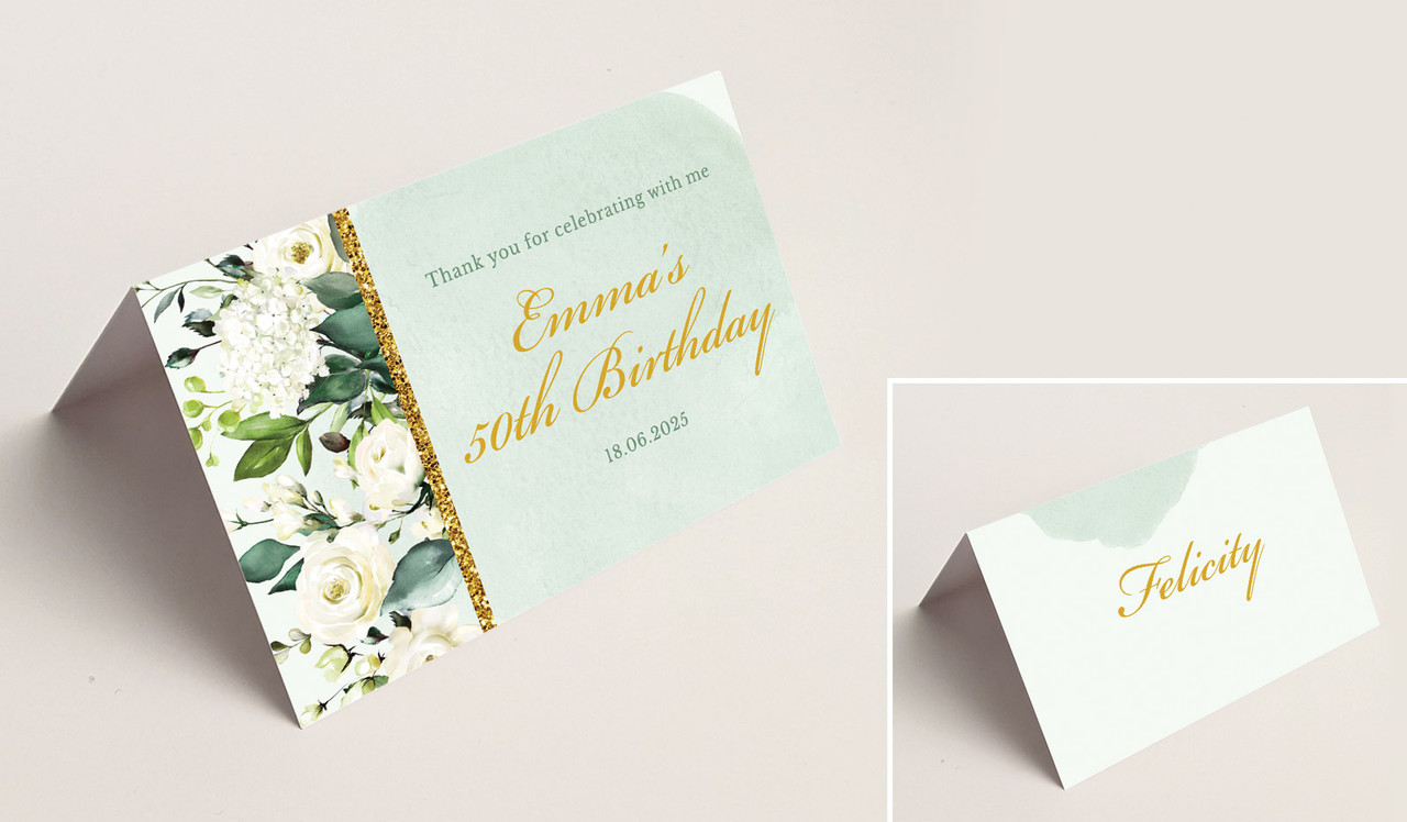Elegant Greenery Place Cards With Guest Names