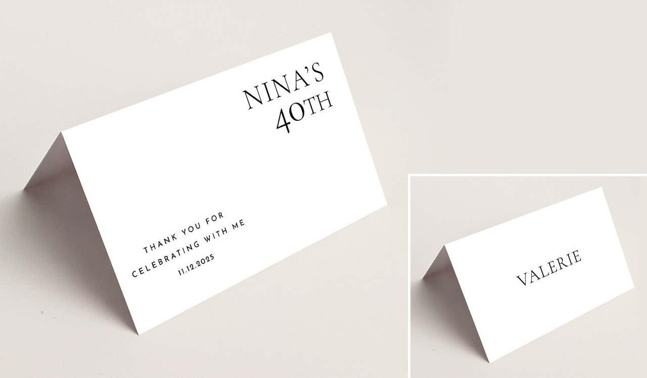Right Aligned White Place Cards With Guest Names