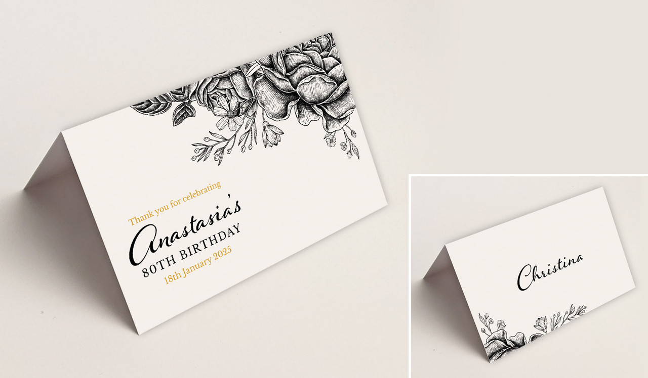 Vintage Roses Place Cards With Guest Names