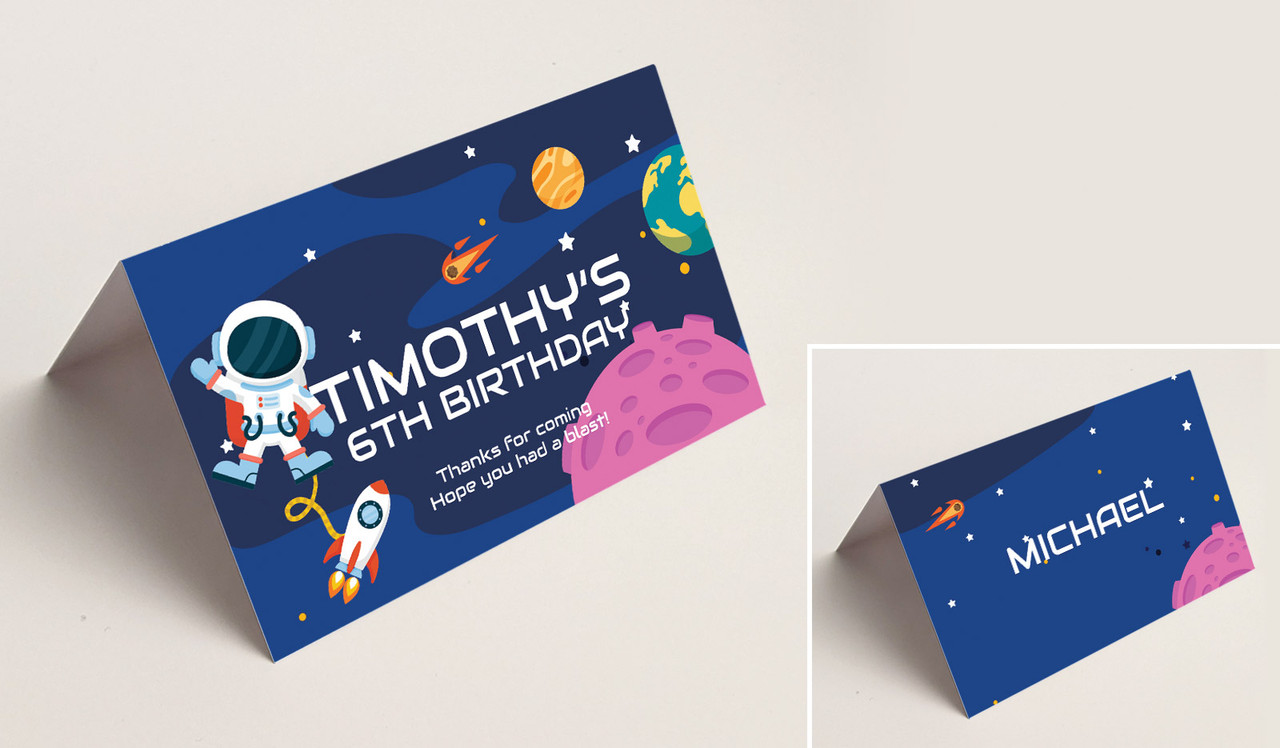 Astronaut Kids Party Place Cards With Guest Names