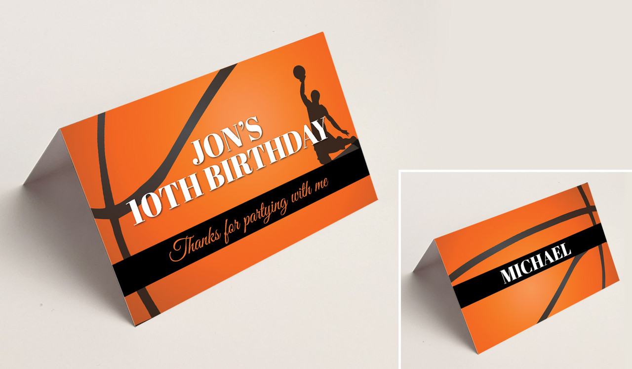 Basketball Kids Party Place Cards With Guest Names