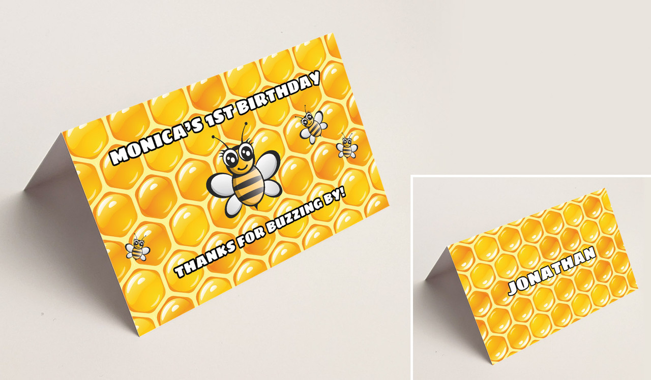 Bumble Bee Kids Party Place Cards With Guest Names