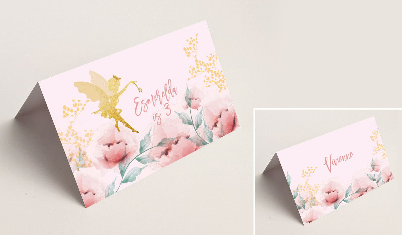 Little Fairy Kids Party Place Cards With Guest Names