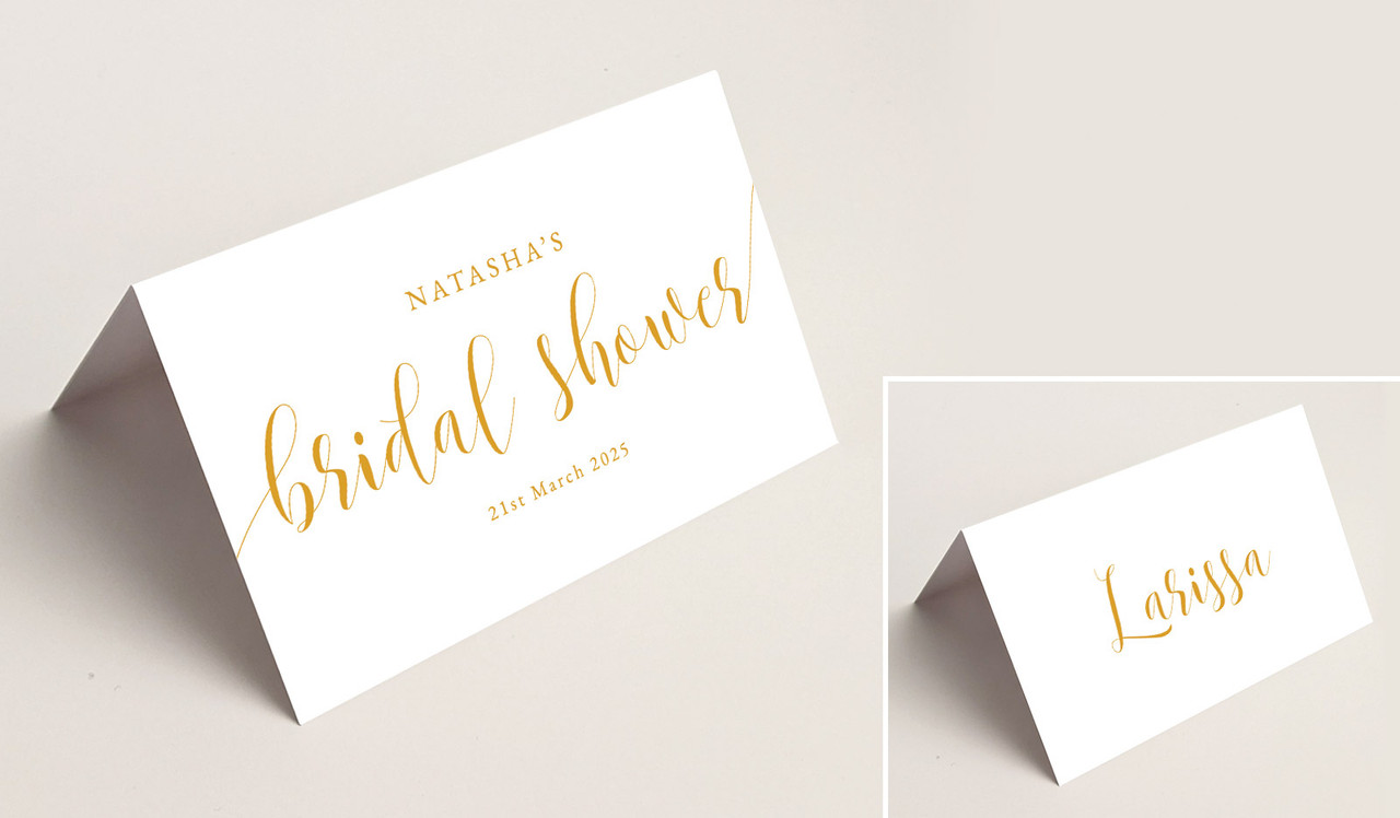 Flowing Text Bridal Shower Place Cards With Guest Names