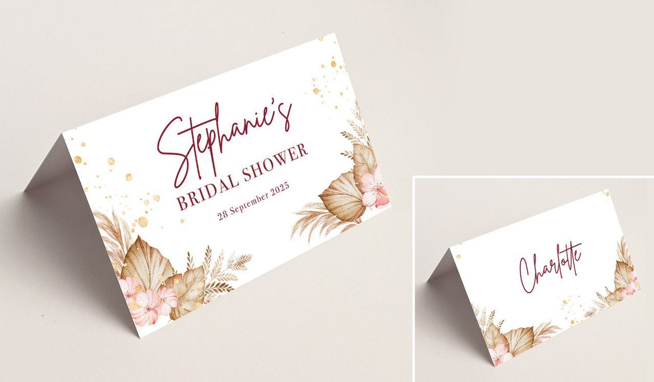 Tropical Bridal Shower Place Cards With Guest Names