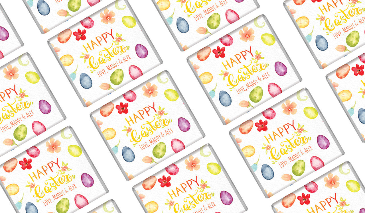 Watercolour Eggs Easter Personalised Mini Chocolates