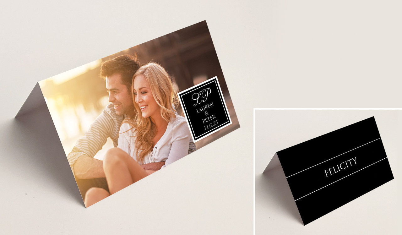 A Photo With Square Wedding Place Cards With Guest Names
