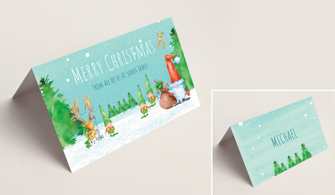 A Watercolour Christmas Christmas Place Cards With Guest Names