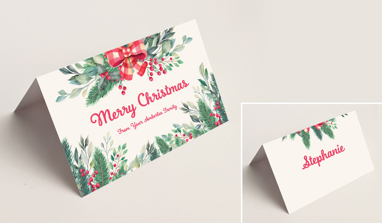 Country Style Christmas Place Cards With Guest Names