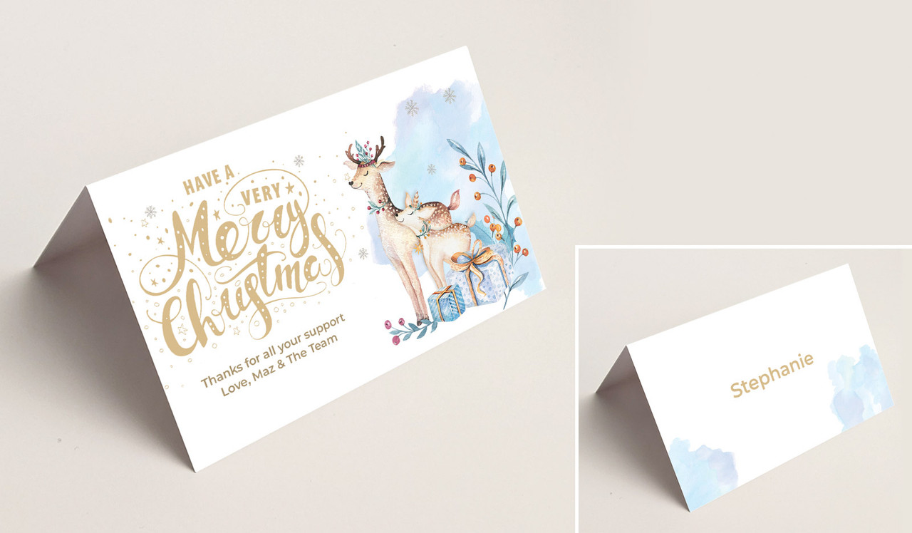 Deer Watercolour Christmas Place Cards With Guest Names
