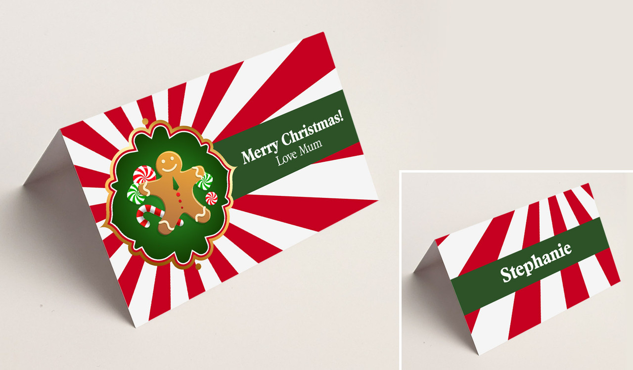 Gingerbread Man Christmas Place Cards With Guest Names