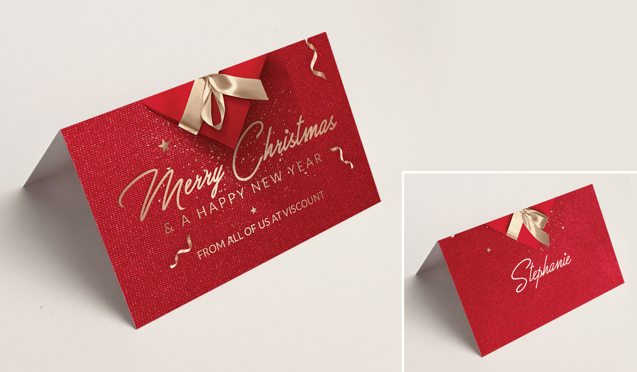 Glossy Gift Red Christmas Place Cards With Guest Names