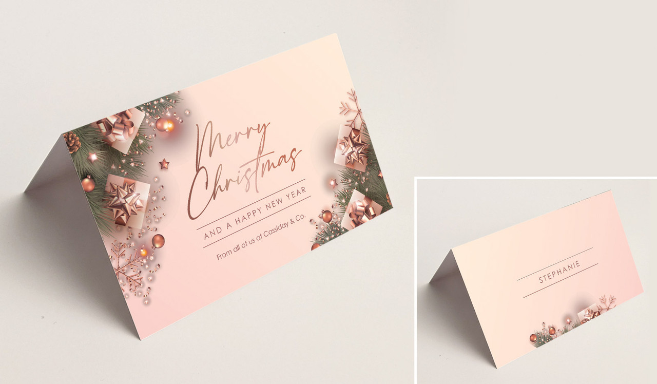 Rose Gold Gifts Christmas Place Cards With Guest Names