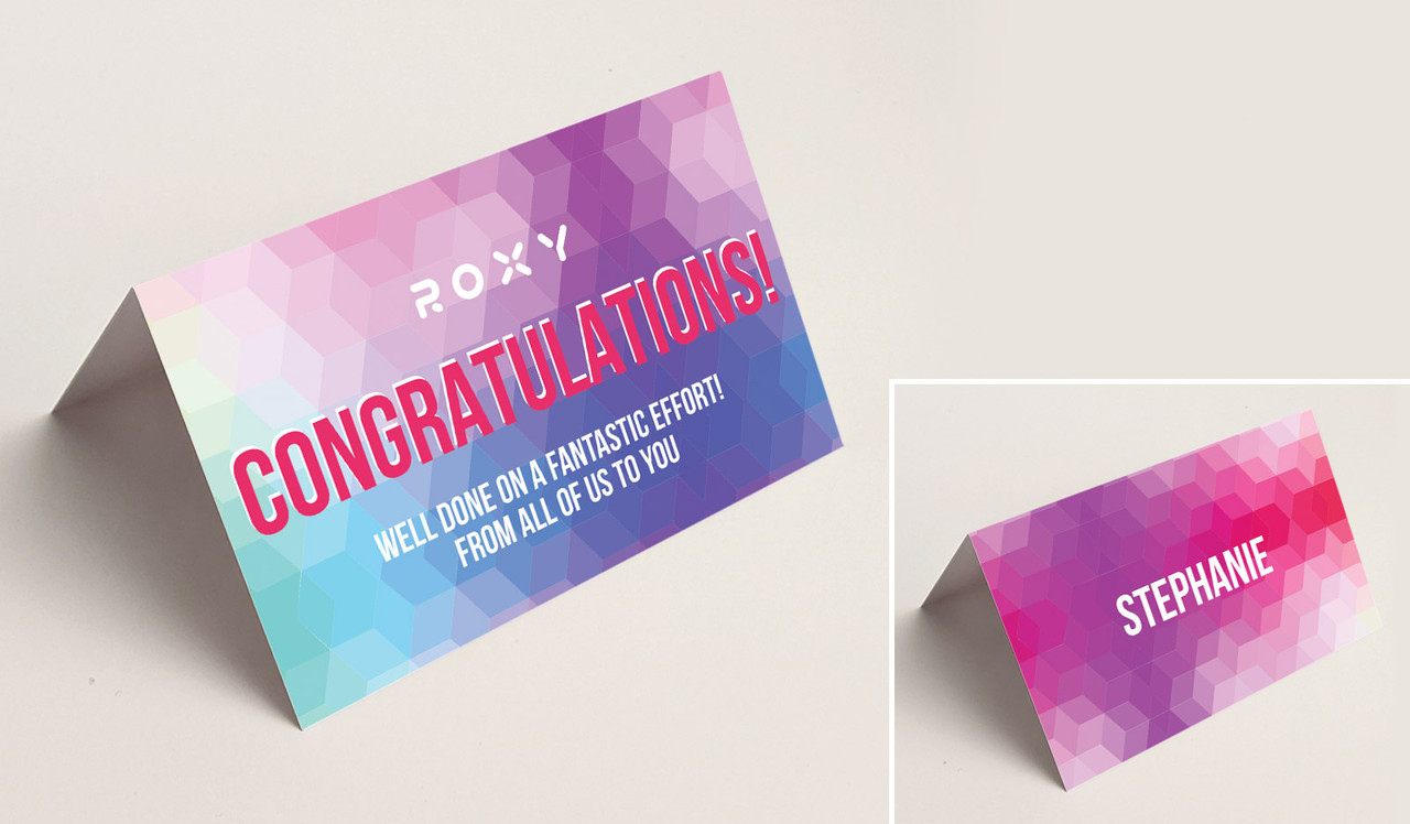 Geometric Congratulations Place Cards With Guest Names