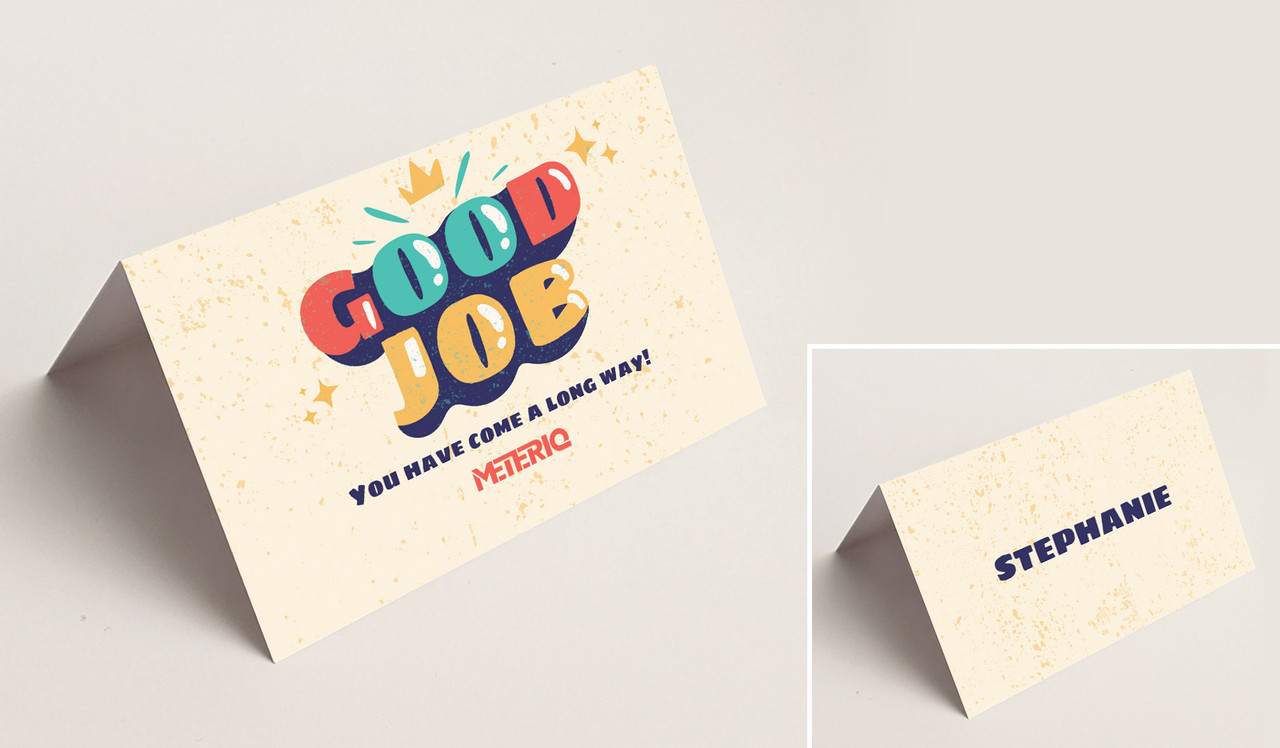 Old School Congratulations Place Cards With Guest Names