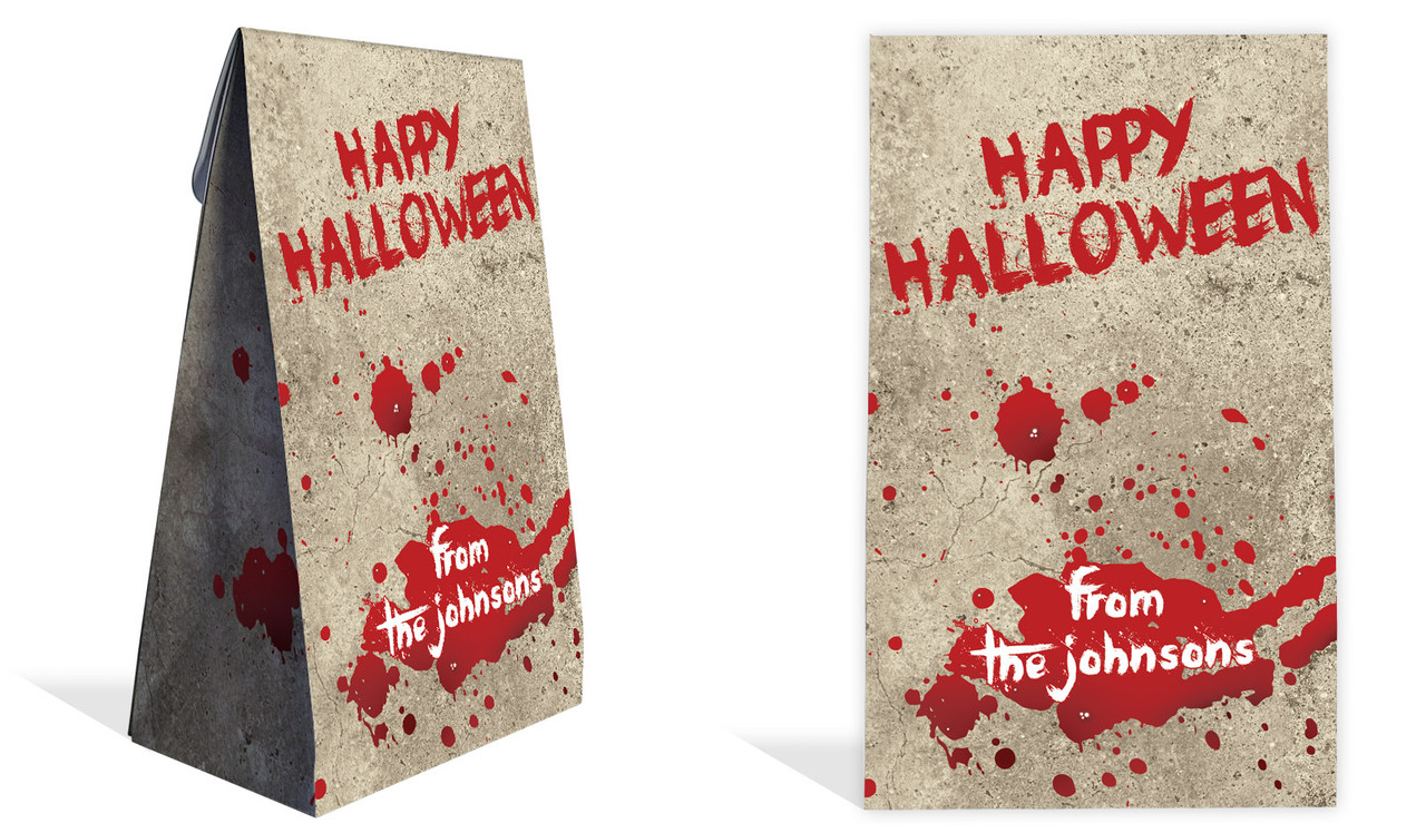 Blood Splatter Halloween Personalised Gusset Favour Bag