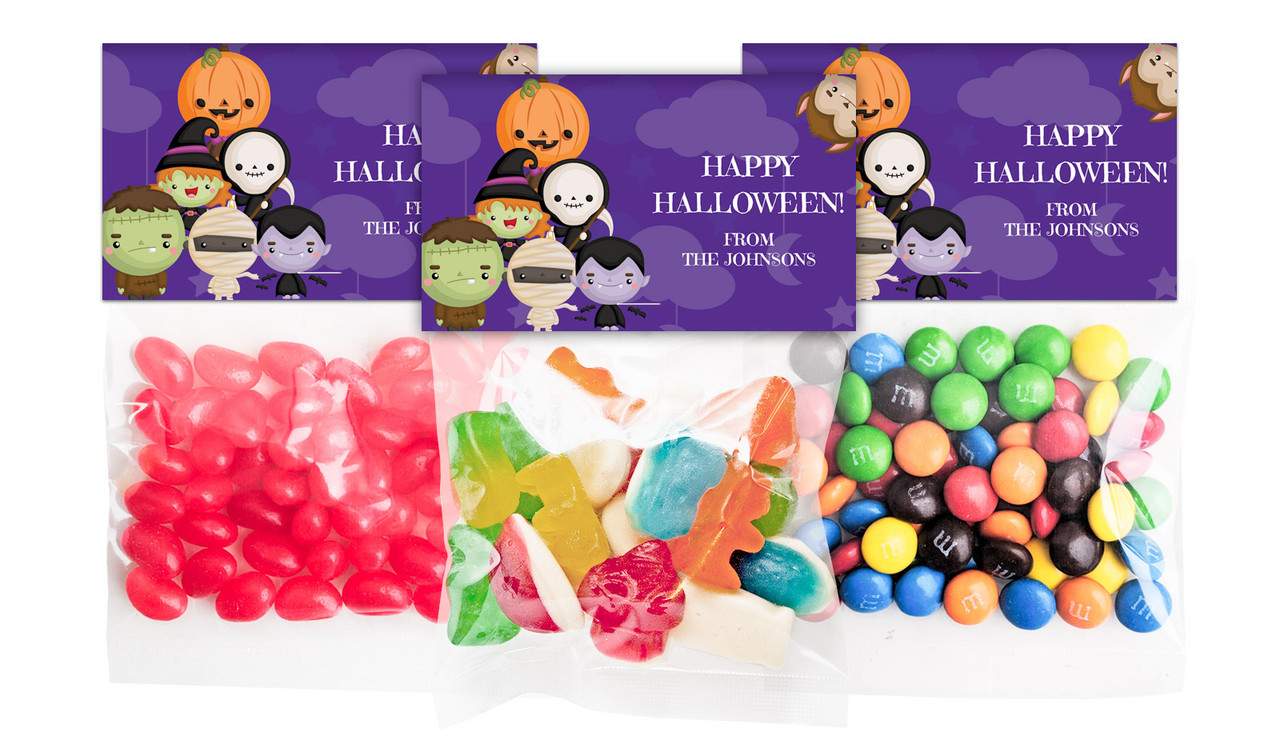 Cute Creatures Halloween Personalised Lolly Bag With Topper