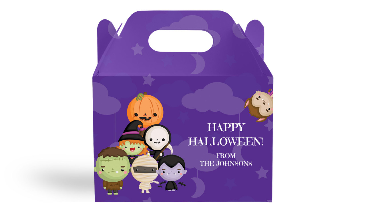 Cute Creatures Halloween Personalised Gable Favour Box