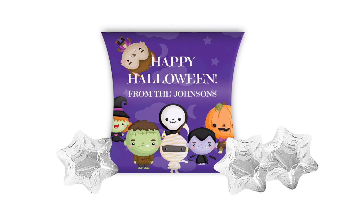 Cute Creatures Halloween Personalised Pillow Boxes