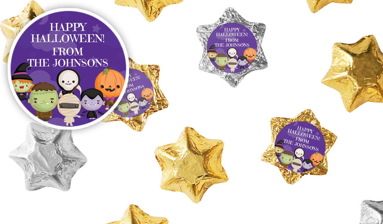 Cute Creatures Halloween Personalised Foil Chocolate Stars