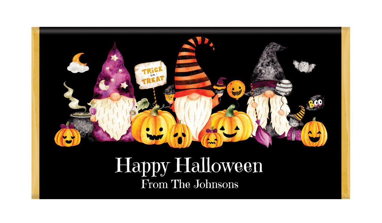 WIzard Gnomes Halloween Personalised Chocolate Bar