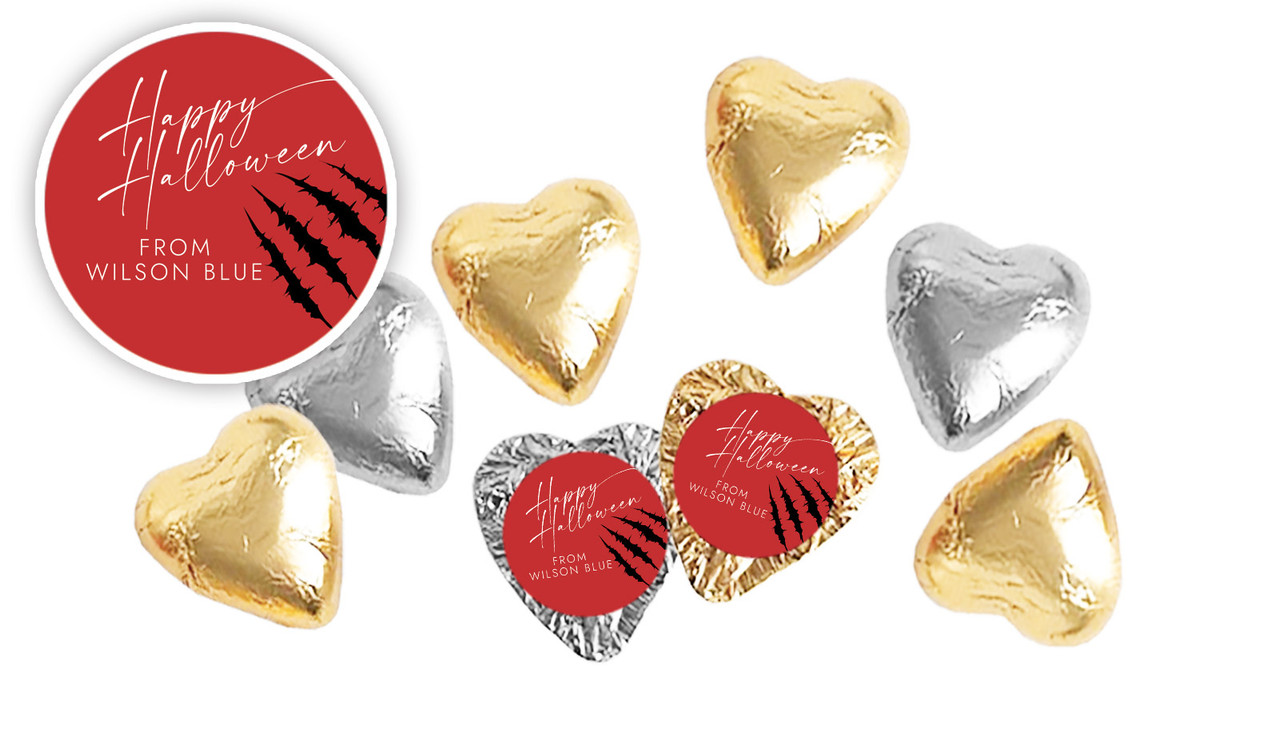 Slash Halloween Personalised Foil Chocolate Hearts
