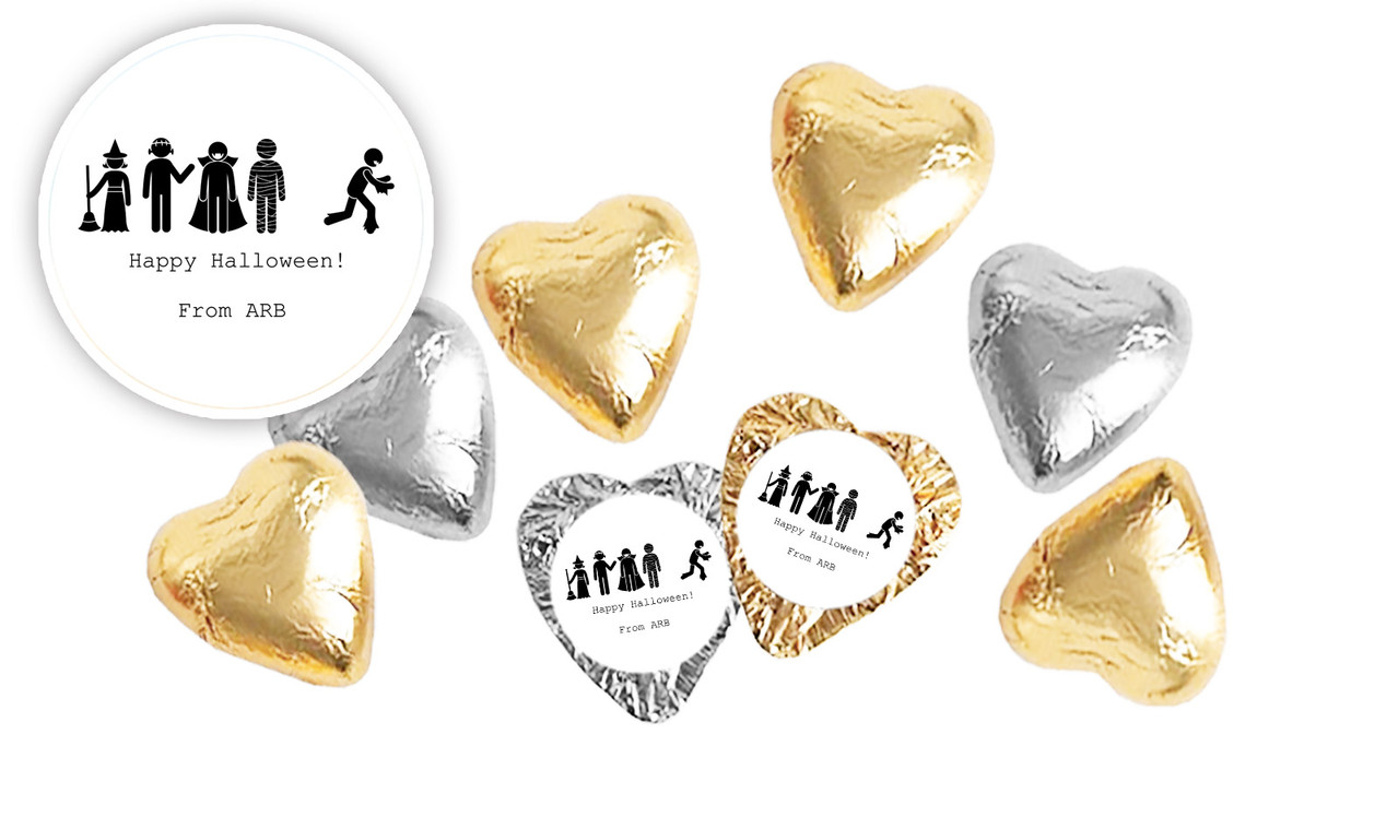 Stick Figures Halloween Personalised Foil Chocolate Hearts