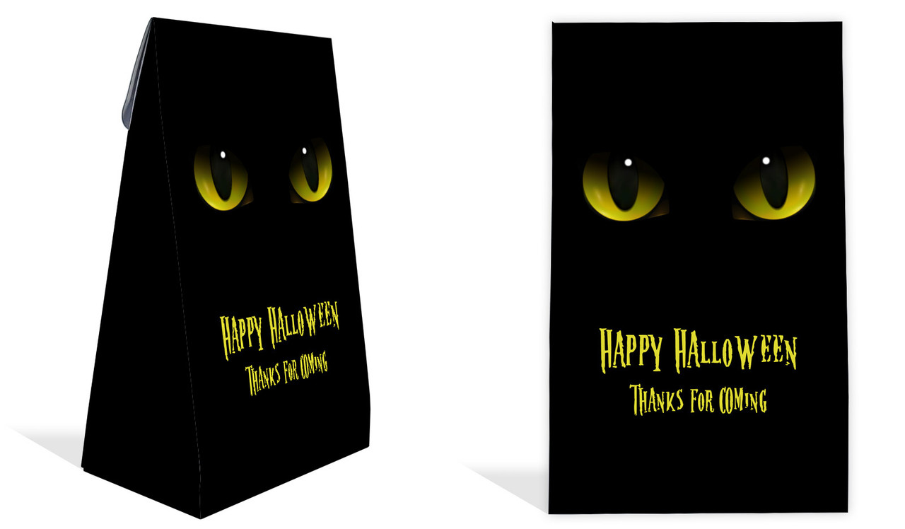 Cats Eyes Halloween Personalised Gusset Favour Bag