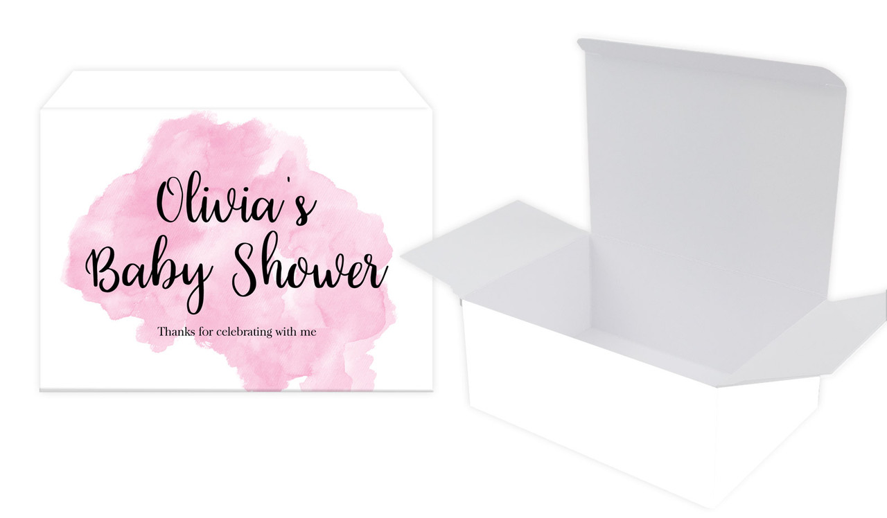A Splash Of Watercolour Pink Baby Shower Personalised Tuck Gift Box