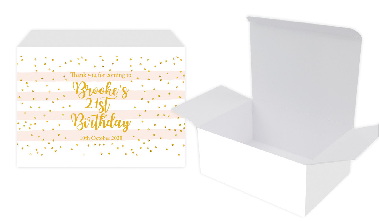 Striped Gold Confetti Personalised Tuck Gift Box