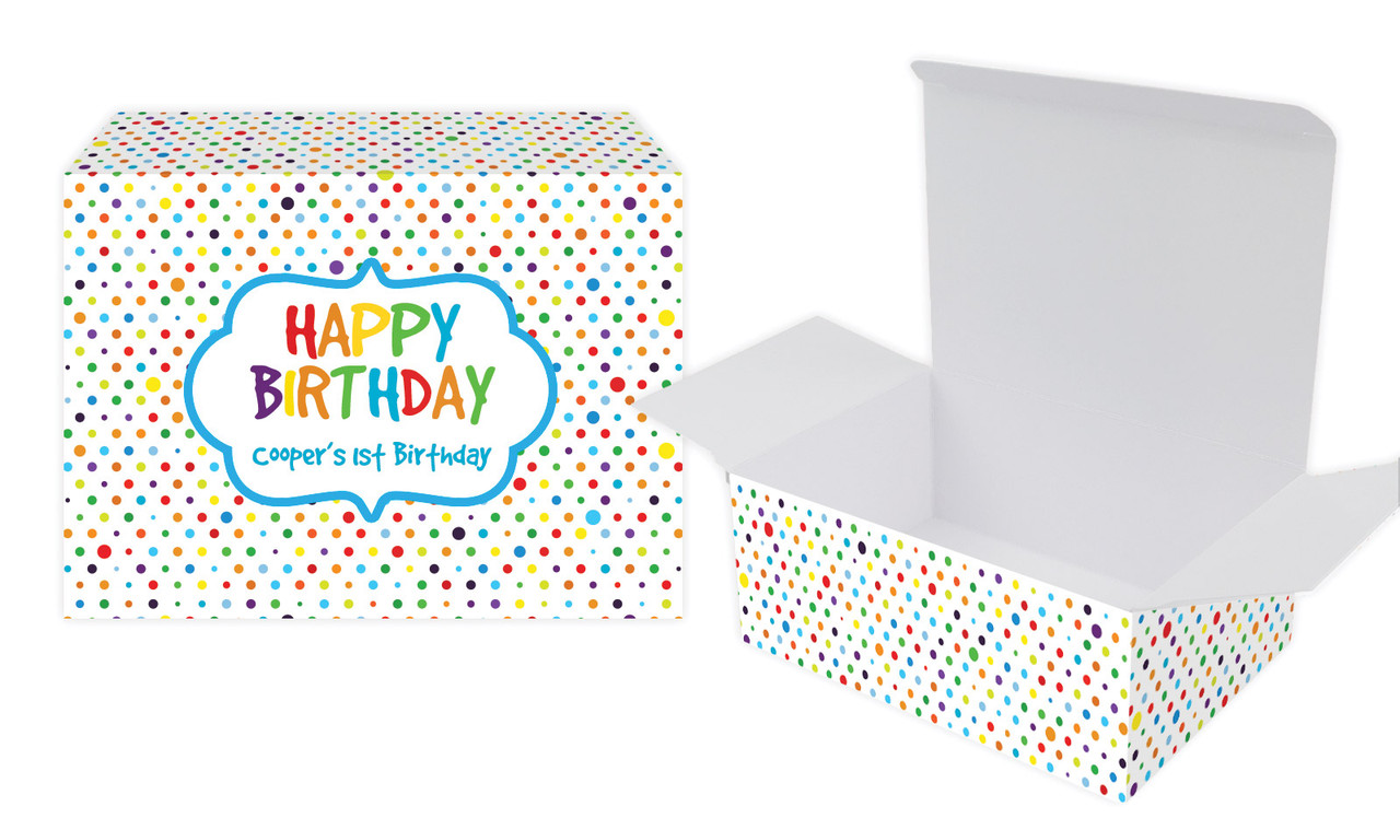 Happy Dots Kids Party Personalised Tuck Gift Box