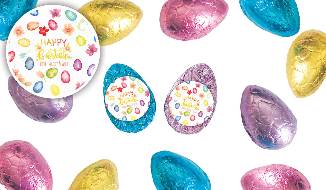 Watercolour Eggs Personalised Chocolate Half Easter Eggs