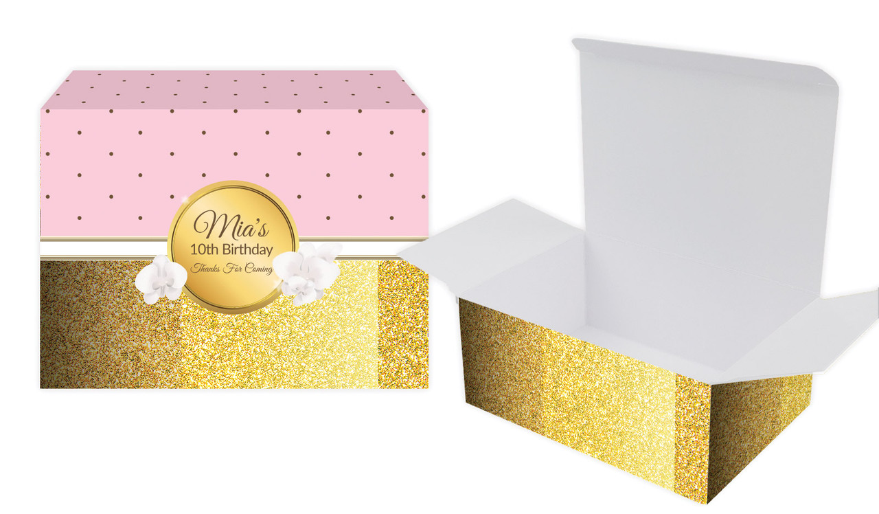 Pink & Gold Kids Party Personalised Tuck Gift Box