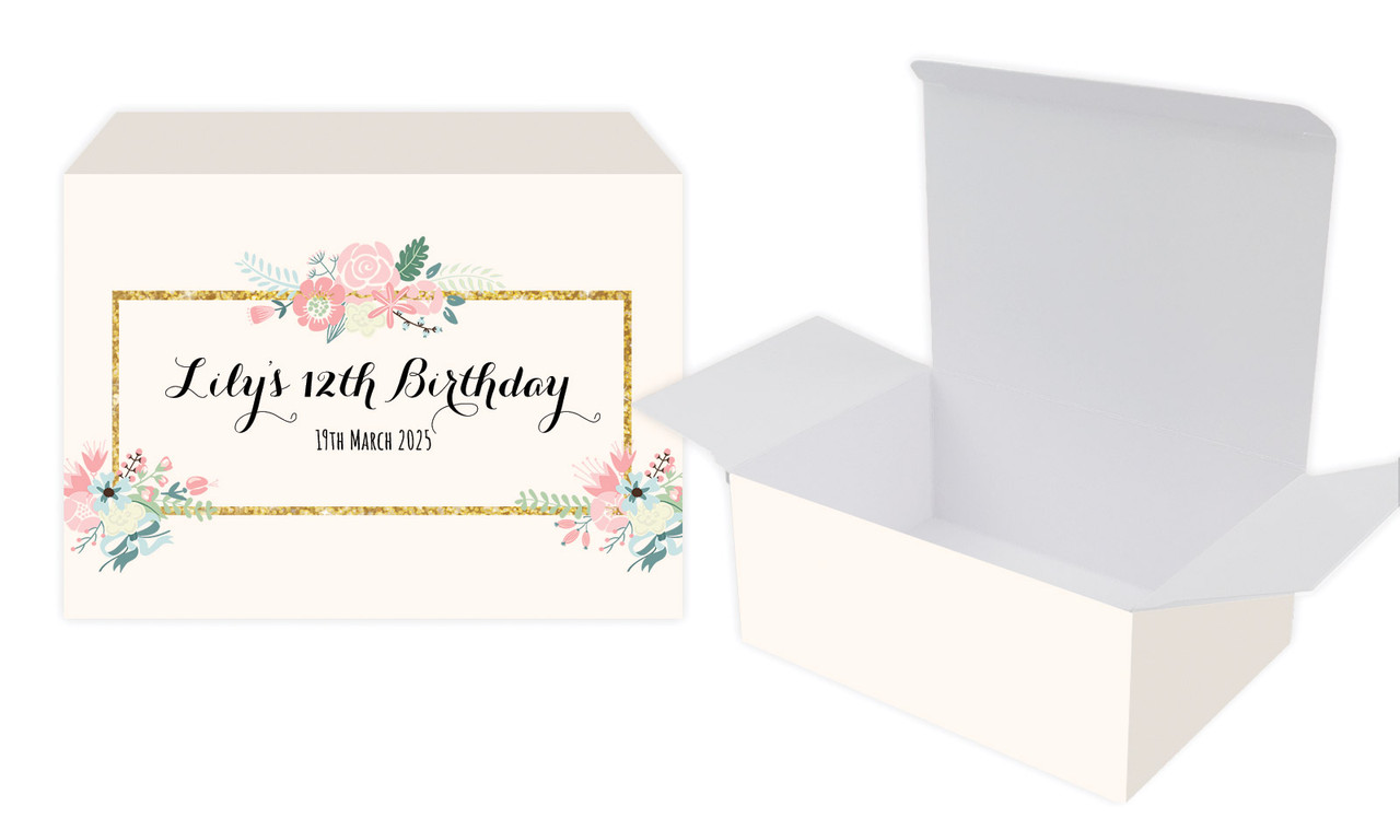 Spring Floral Kids Party Personalised Tuck Gift Box