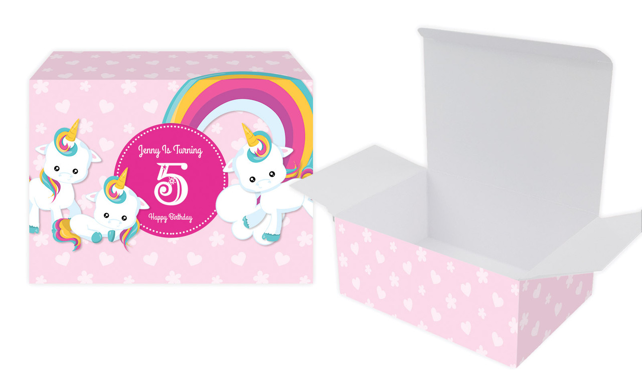 Unicorn Trio Kids Party Personalised Tuck Gift Box