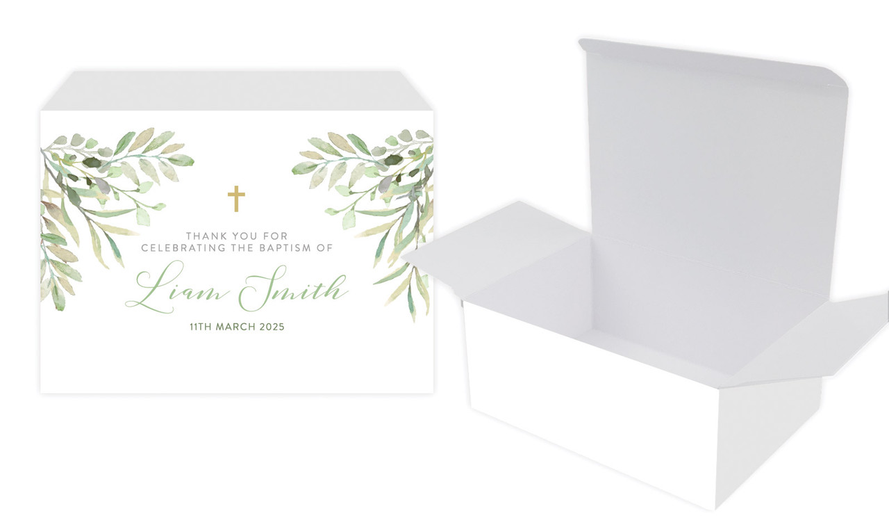 Golden Greenery Christening Personalised Tuck Gift Box