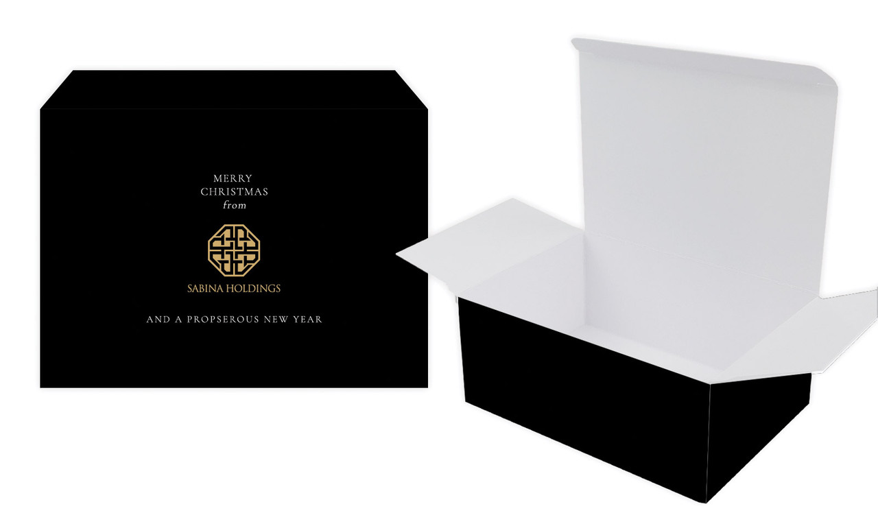 Black Corporate Christmas Personalised Tuck Gift Box
