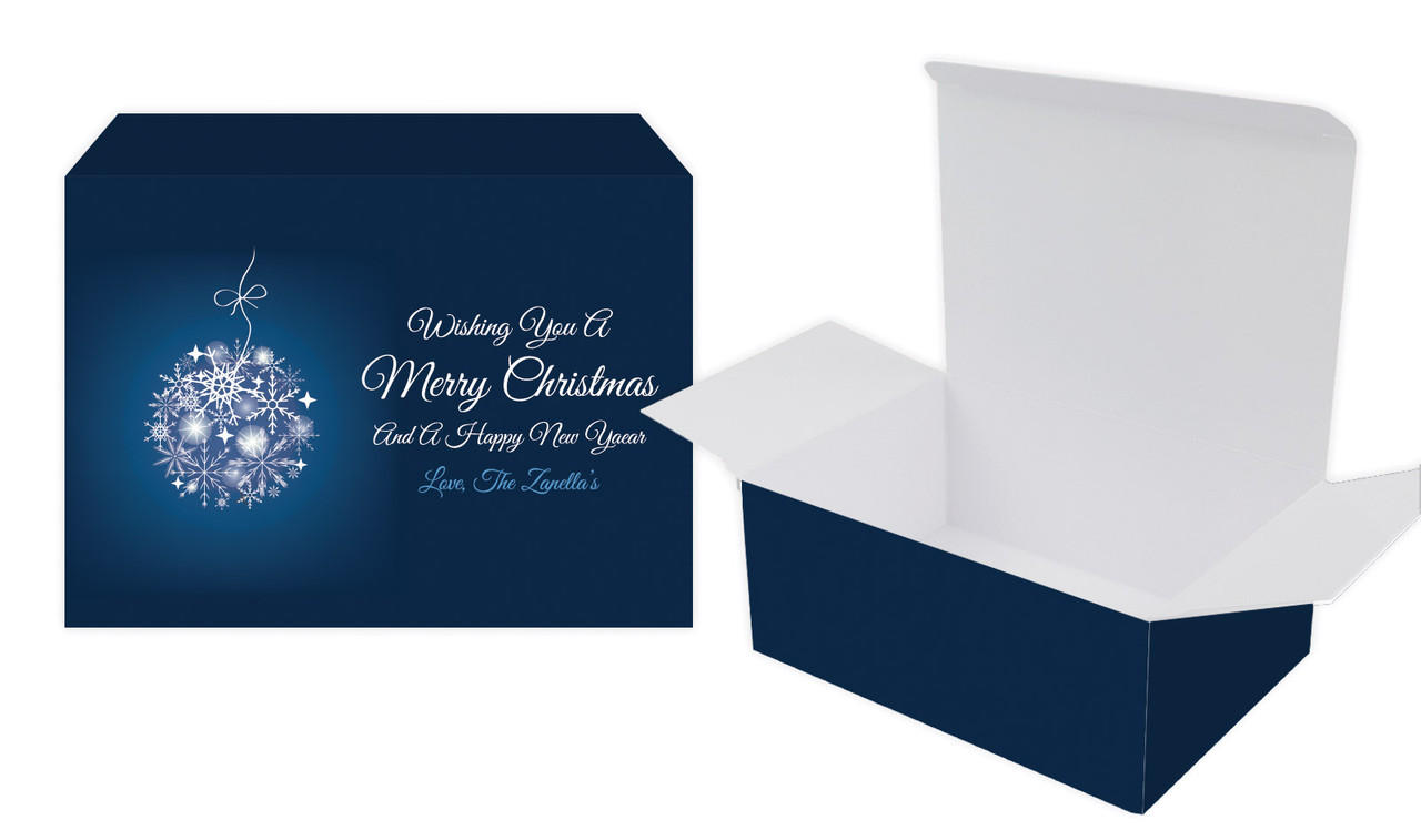 Blue Ornament Christmas Personalised Tuck Gift Box