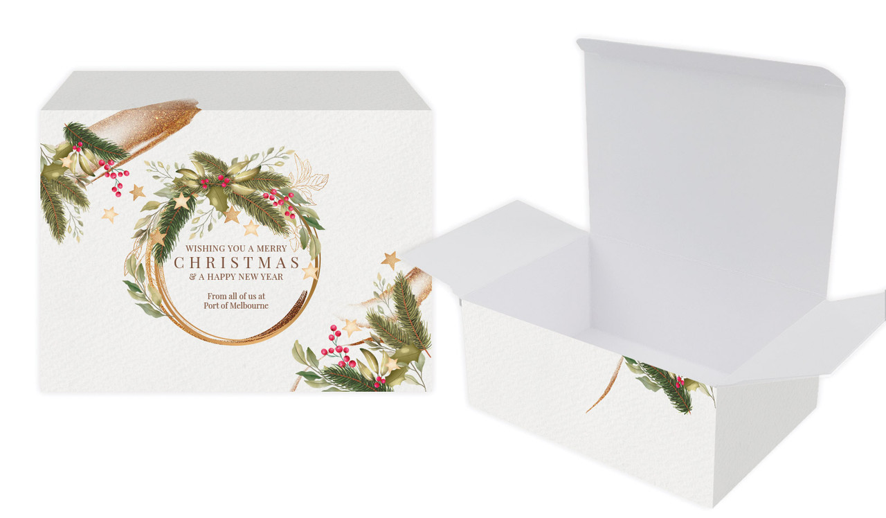 Golden Wreath Christmas Personalised Tuck Gift Box