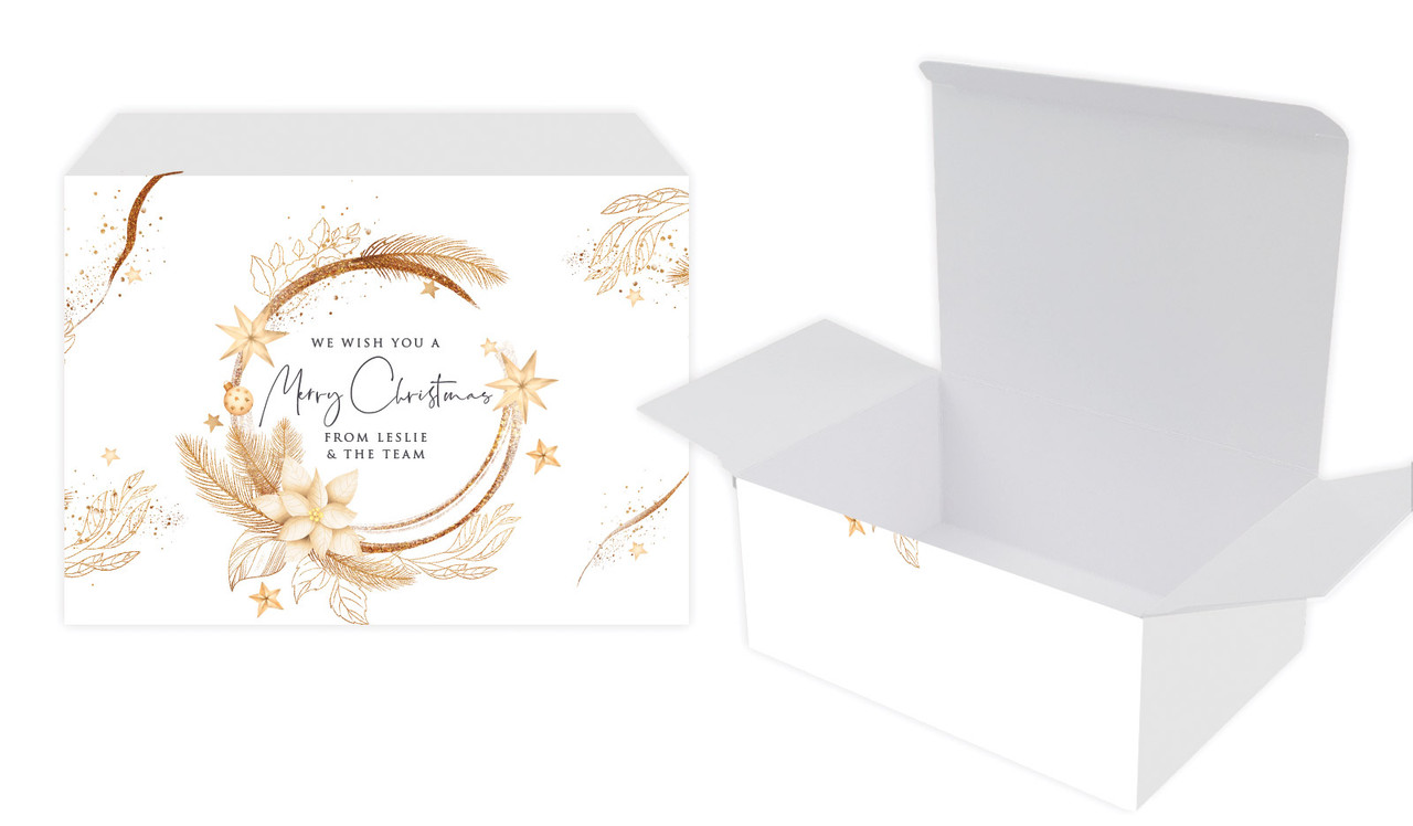 Natural Gold Christmas Personalised Tuck Gift Box