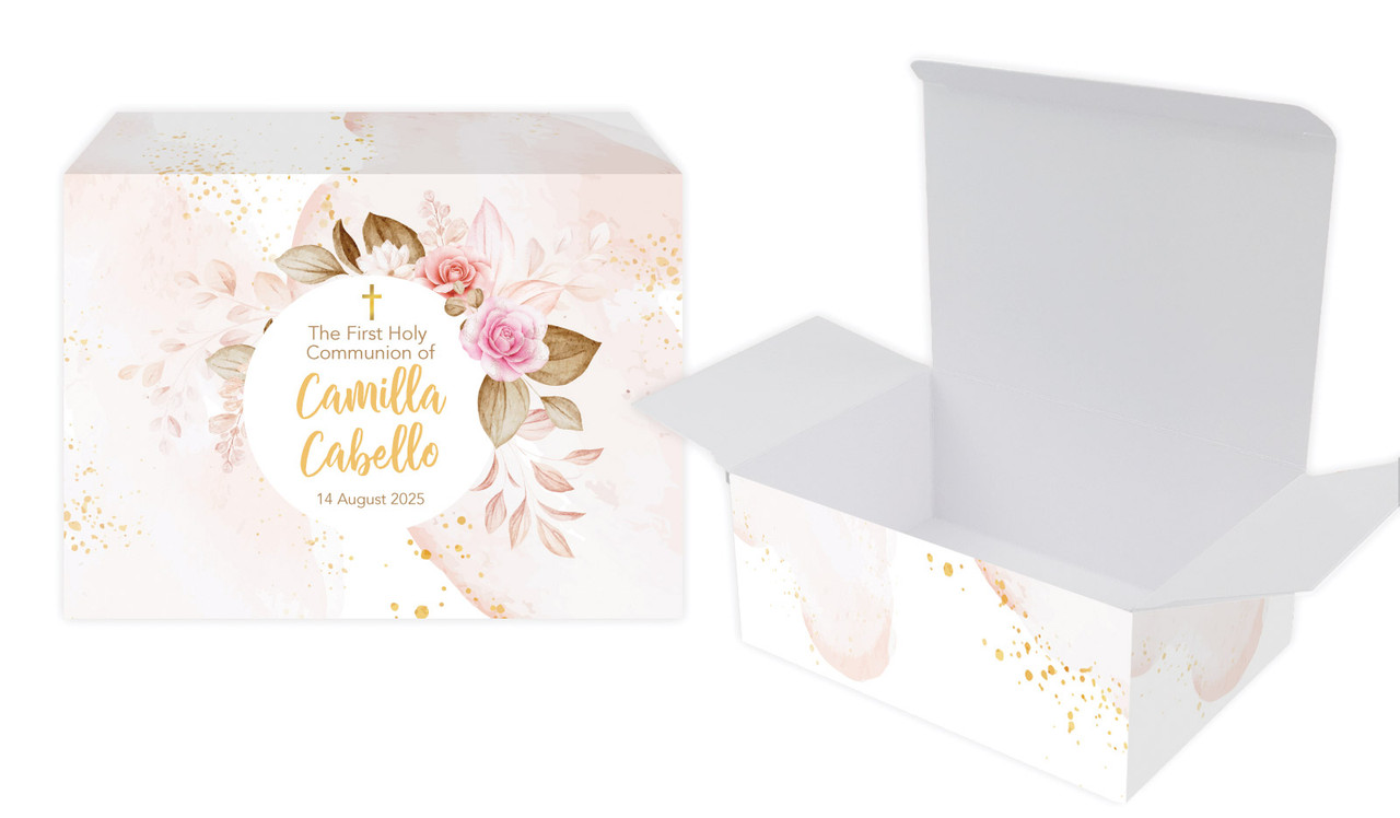 Pretty Roses Communion Personalised Tuck Gift Box