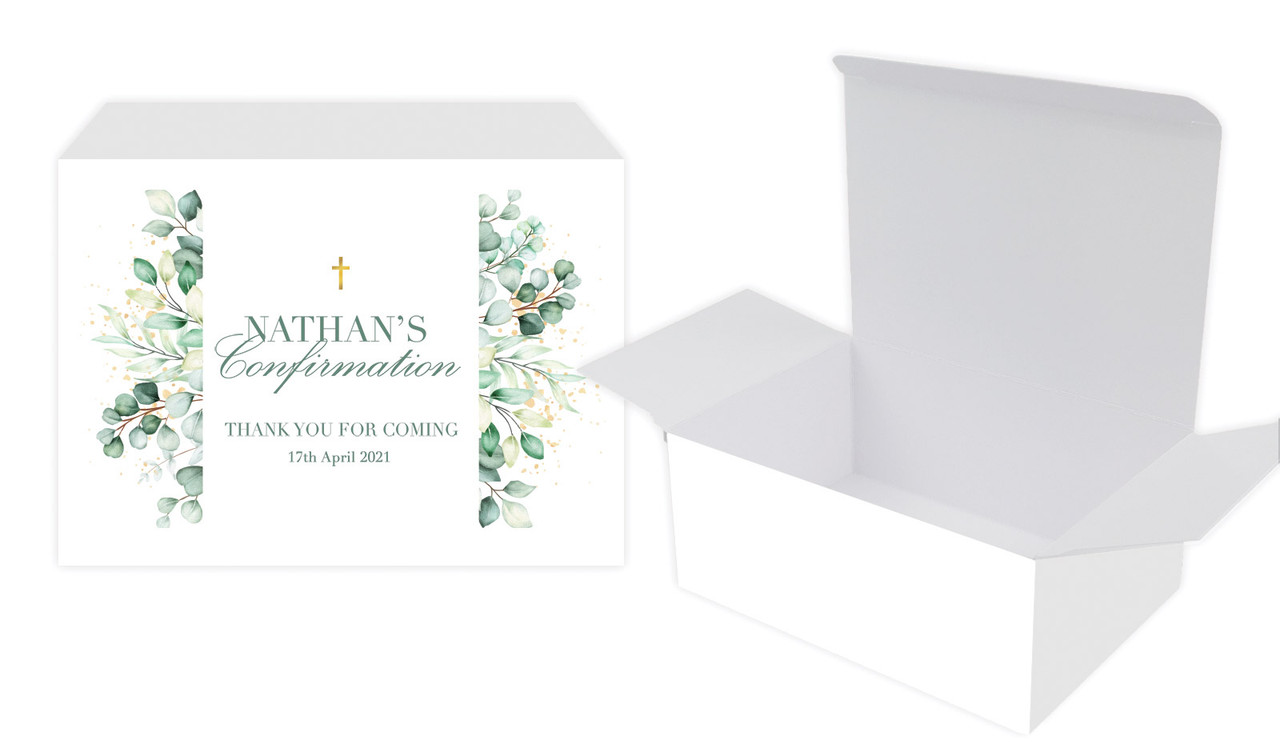 Eucalyptus Watercolour Confirmation Personalised Tuck Gift Box
