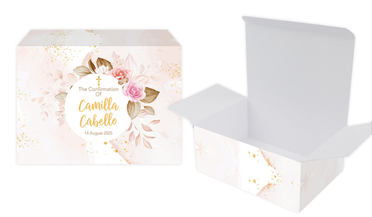 Pretty Roses Confirmation Personalised Tuck Gift Box