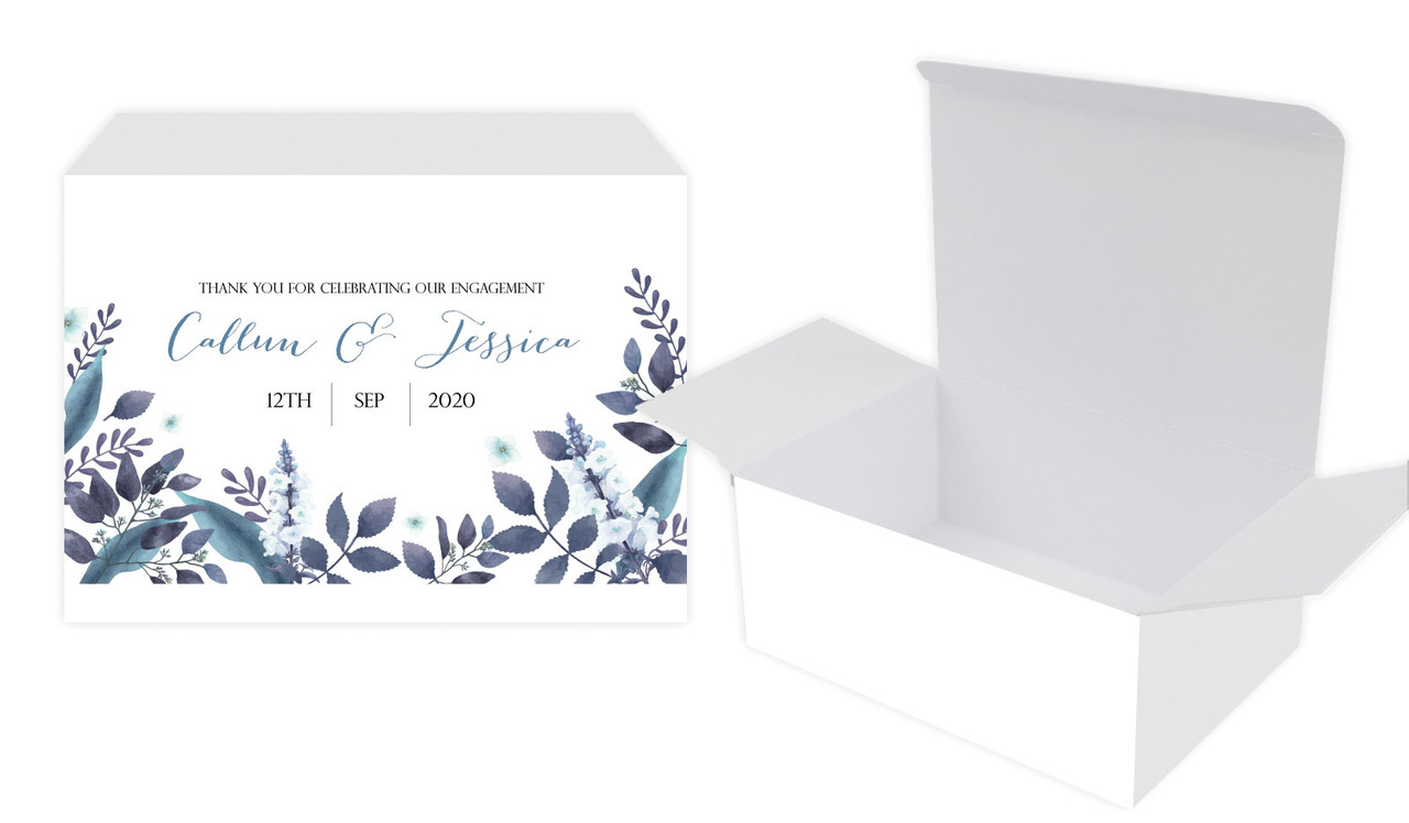 Blue Floral Engagement Personalised Tuck Gift Box