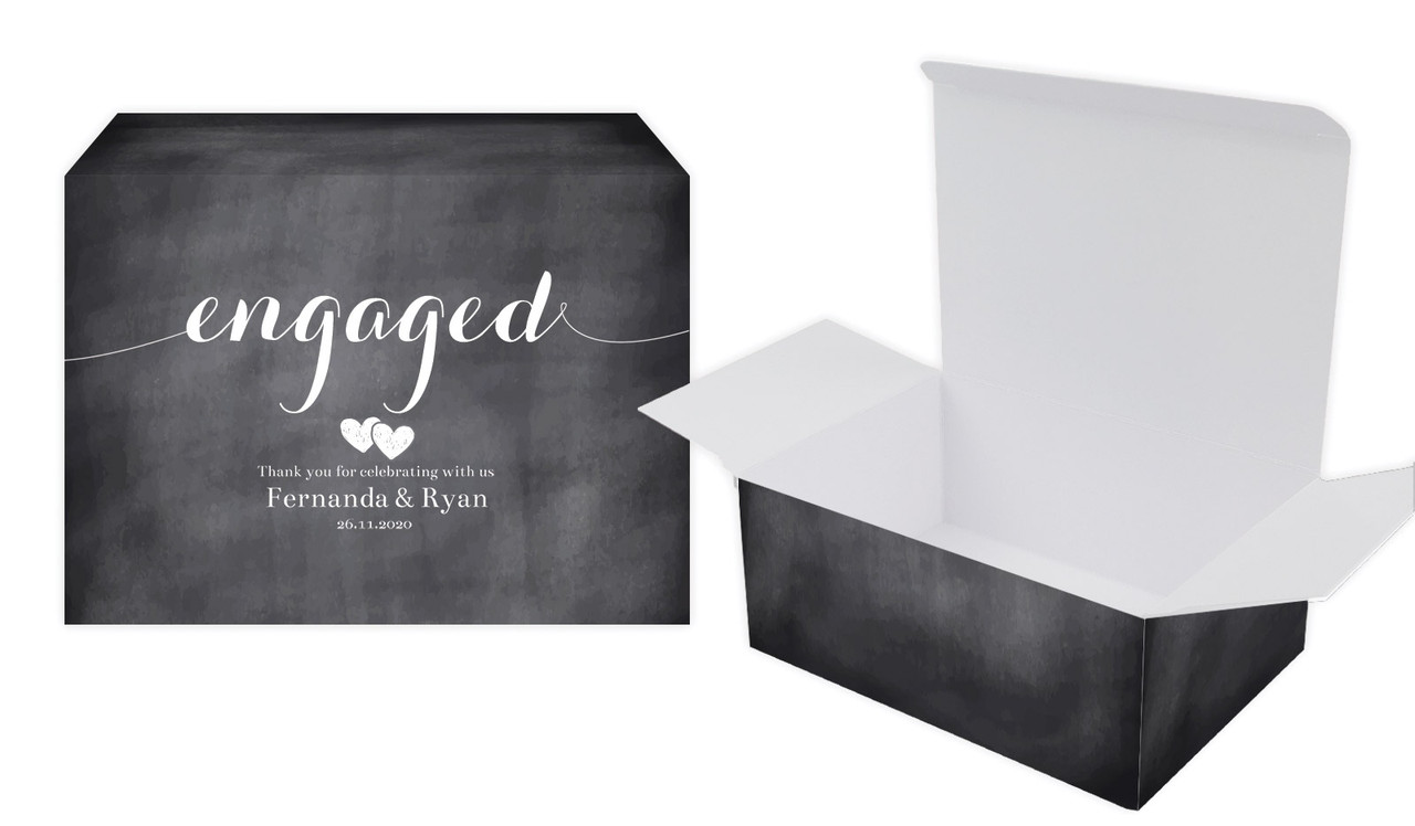 Flowing Words Chalkboard Engagement Personalised Tuck Gift Box