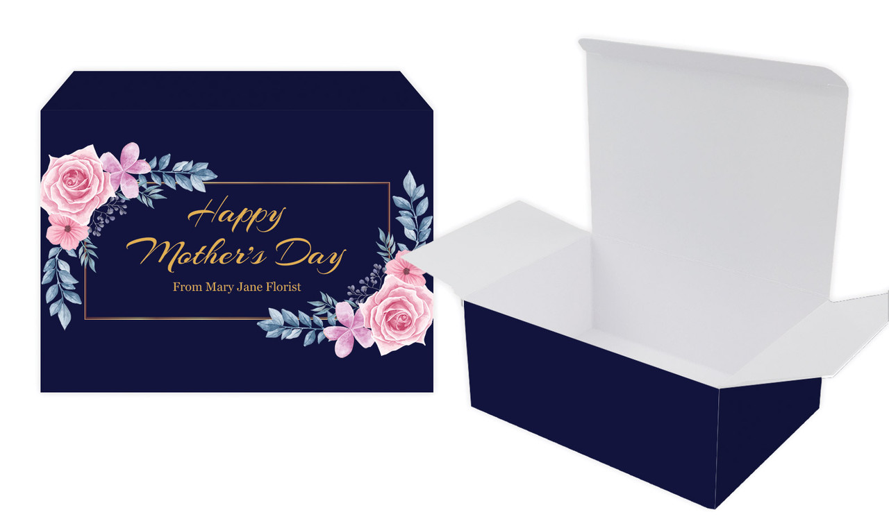 Pink Roses On Navy Mothers Day Personalised Tuck Gift Box