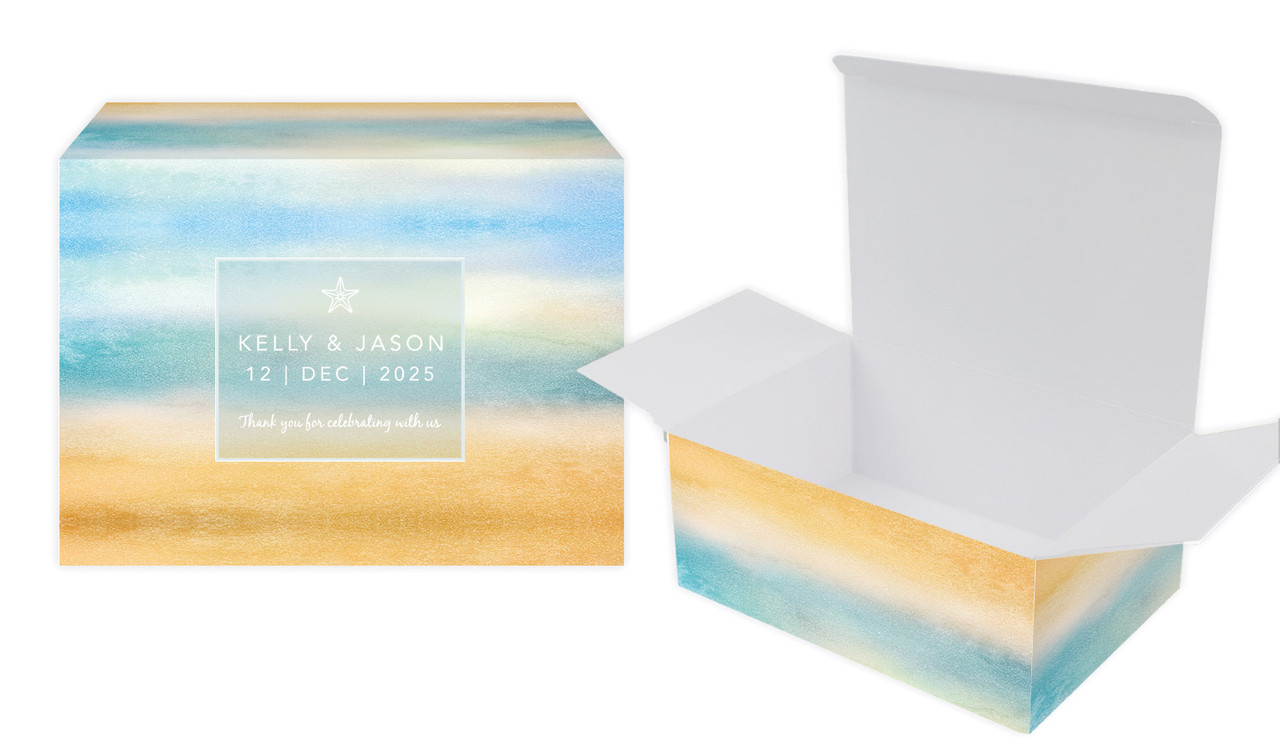Beach Watercolour Wedding Personalised Tuck Gift Box